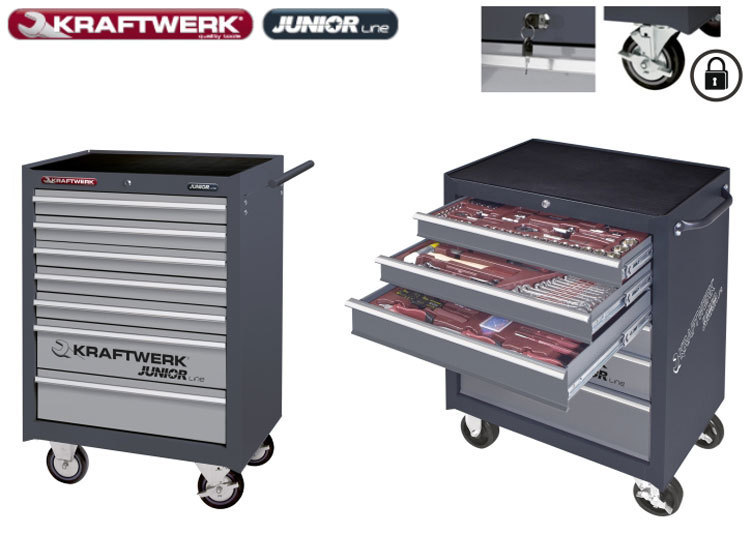 Carro de ferramentas equipado com 266 ferramentas profissionais, distribuídas por 7 gavetas Carro de ferramentas equipado com 266 ferramentas profissionais, distribuídas por 7 gavetas