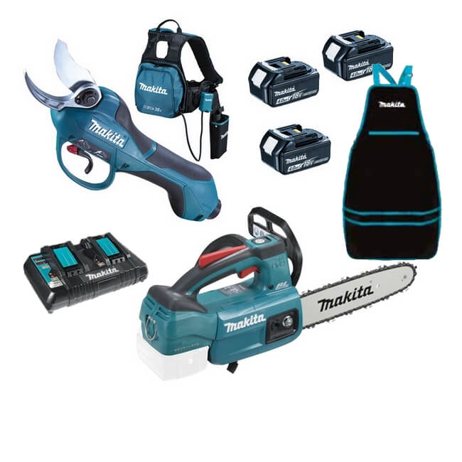 TESOURA DE PODA a bateria e MOTOSERRA a bateria Makita DUP361PM2 e DUC254Z TESOURA DE PODA a bateria e MOTOSERRA a bateria Makita DUP361PM2 e DUC254Z