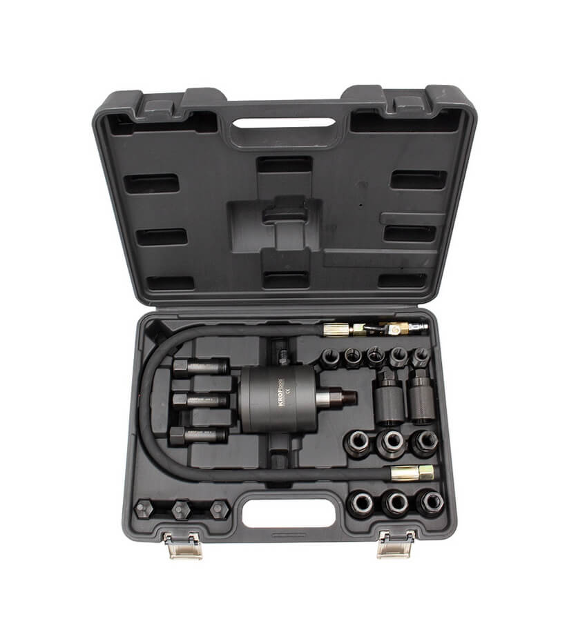 Ferramenta para extração dos bicos dos injetores - Mala de ferramentas EXTRAÇÃO INJETORES PNEUMATICO c/19 ADAPATADORES KROFTOOLS